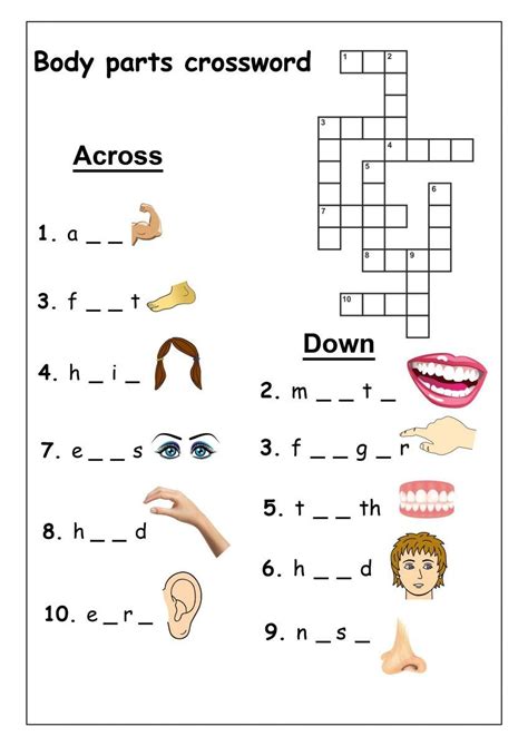 Spanish is the most popular foreign language taught in the u.s. very easy crossword puzzles body | Crossword, Human body worksheets, Crossword puzzles