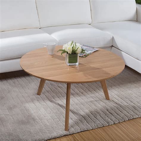 Buy 90 Cm Round White Oak Solid Wood Coffee Table From