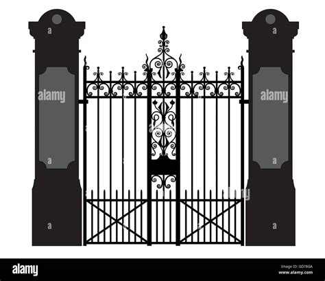 Vector Illustration Of A Wrought Iron Gate Silhouette Stock Vector