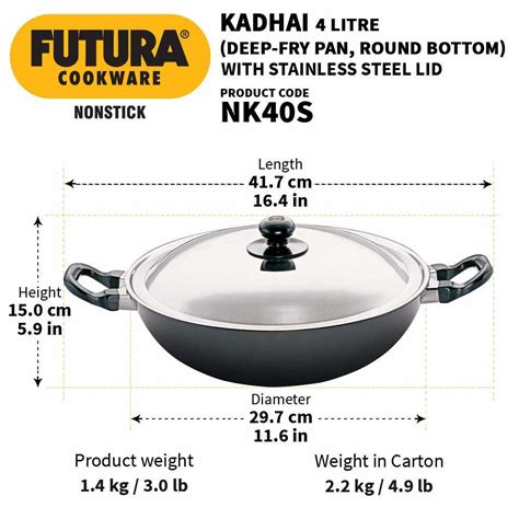 Buy Hawkins Futura Nonstick Deep Fry Pan Round Bottom4l 30cm 325