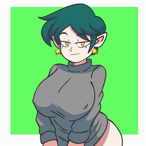 Rule 34 1girls Animated Big Breasts Dr Celine Elf Ears Female Only Flashing Breasts Green