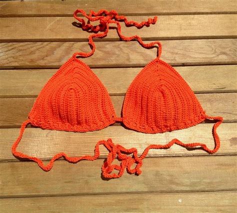 orange crochet bikini top swimsuit bikini top by senoaccessory crochet swimwear crochet