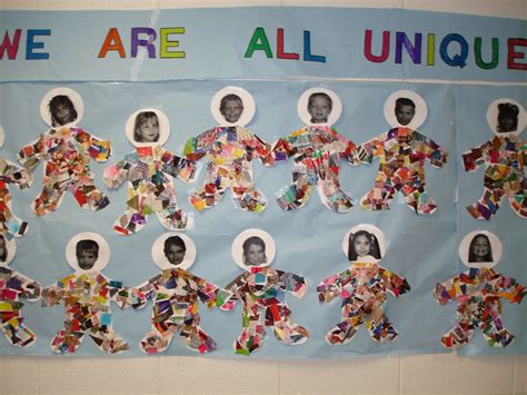 A Bulletin Board With Pictures Of People In Different Colors And Sizes