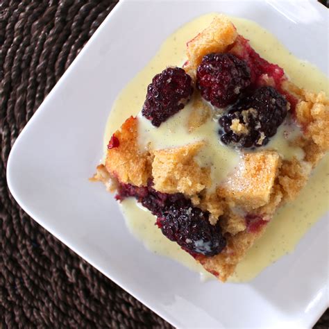 Leftover Love Blackberry Bread Pudding With Creme Anglaise