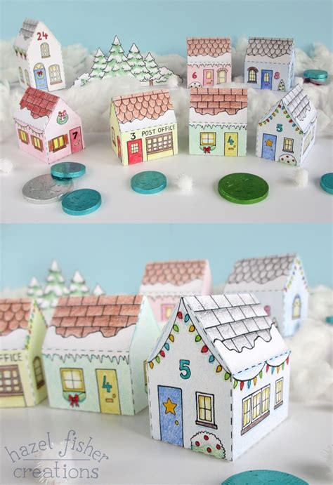 Hazel Fisher Creations Printable Colour In Advent Calendar Village