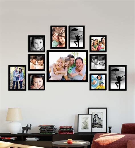 Buy Black Synthetic Wood wall photo frame set of 11 By Art Street Online - Collage Photo Frames ...