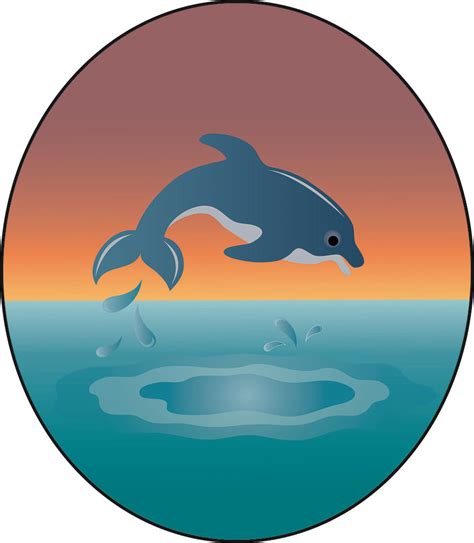 Clip Art Illustration Of A Cute Dolphin Leaping In The Ocean A Photo