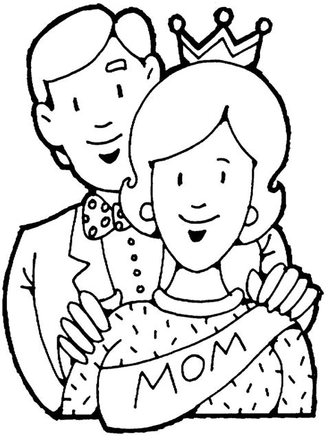Happy Mothers Day Mom And Dad Coloring Page Printable For Kids