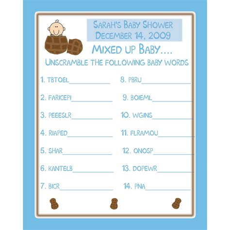 Awesome Baby Shower Game Word Scramble Free Printable Baby Shower