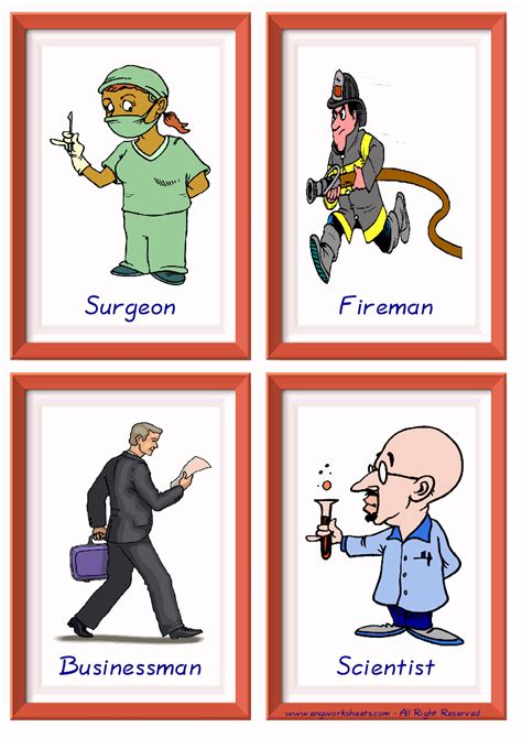 Jobs Occupations Esl Little Flashcards Vocabulary For Kids And New