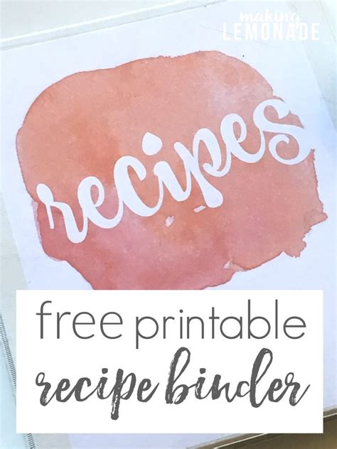 How To Organize Recipes Free Printable Recipe Binder Covers Making