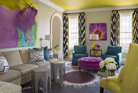 Yellow Purple And Grey Living Room