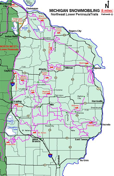Michigan Snowmobiling Northeast Lower Peninsula Snowmobile Trail Maps