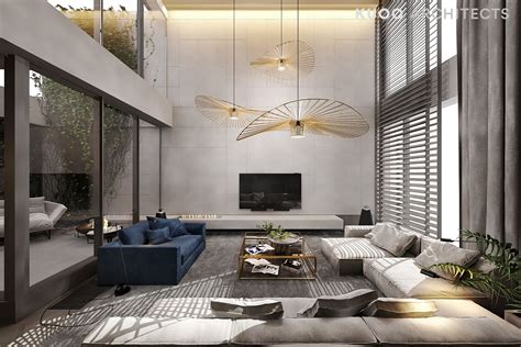 A Luxury Apartment With A Double Height Ceiling Luxury Living Room