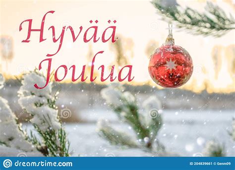 HyvÃ¤Ã¤ Joulua Means Merry Christmas In Finnish 25 December Stock