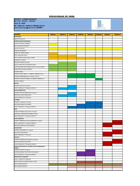 Cronograma De Obra Pdf Material Compuesto Hormigón