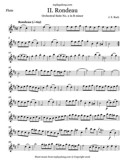 J S Bach Orchestral Suite No 2 Ii Rondeau Free Sheet Music