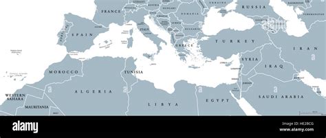 Mediterranean Basin Political Map Mediterranean Region Also Mediterranea HE2BCG 