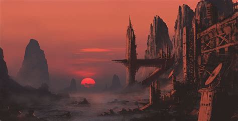 Done And Dusted By Derbz Sunset Mining Colony Alien Planet