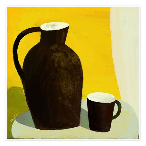 Terracotta Jug In A Bright Yellow Room Print By Atelier M Posterlounge