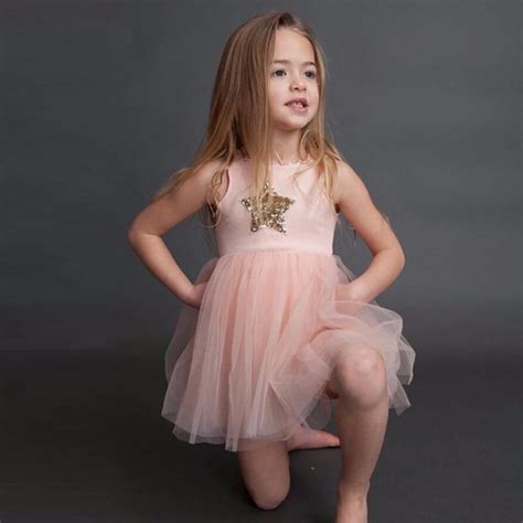 Summer Baby Kids Sequins Star Vest Dress For Girls Princess Sleeveless