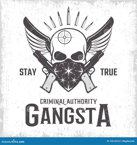 Gangster Monochrome Labels Badges Emblems And Design Elements Set