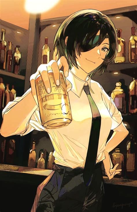 dr woodpecker himeno chainsaw man chainsaw man highres 1girl alcohol bar place beer