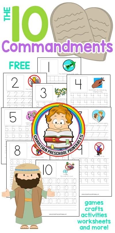 Ten Commandment Worksheets Christian Preschool Printables