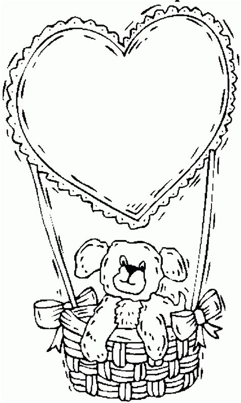 Hearts and banner coloring pages. Teddy Bear And Heart Coloring Pages - Coloring Home