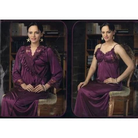 Ladies Dark Purple Satin Nighty At Rs 420piece Satin Sleepwear In Mumbai Id 4359601812