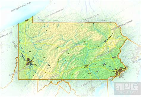 Pennsylvania Shaded Relief Map Usa Stock Photo Picture And Royalty