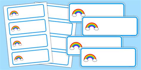 👉 Editable Rainbow Themed Name Labels Teacher Made