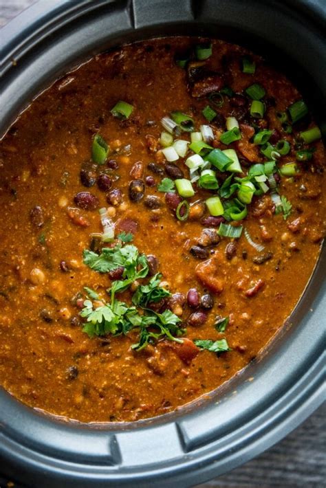 Slow Cooker Cheesy 3 Bean Chili Slow Cooker Gourmet