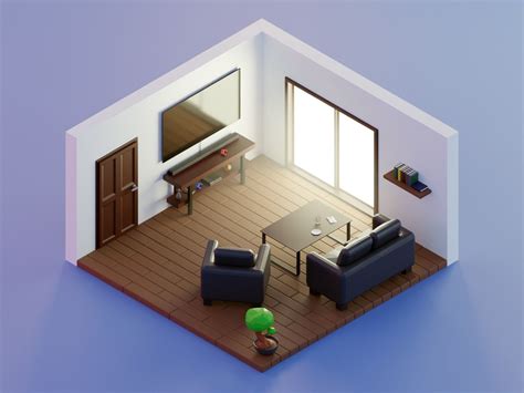 Day Low Poly Living Room 3d Asset Low Poly Cgtrader