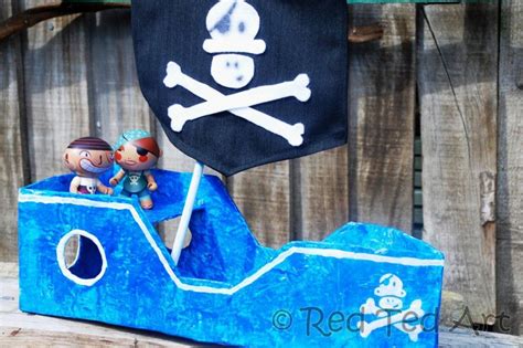 How To Make A Pirate Ship From Cardboard Easy Craft Red Ted Art