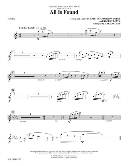 All Is Found From Disneys Frozen 2 Arr Mark Brymer Flute By