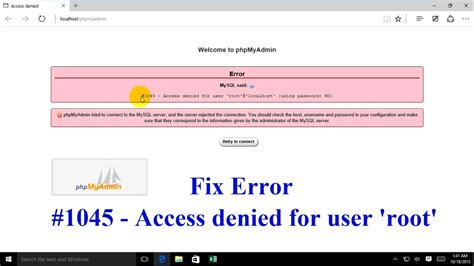 How To Fix Error Access Denied For User Root In Phpmyadmin