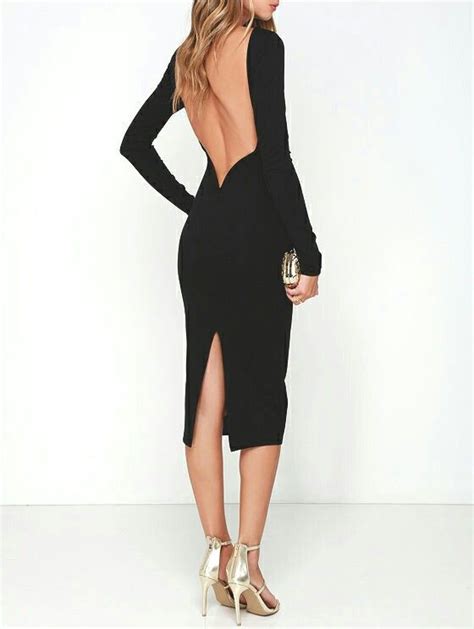 Black Long Sleeve Backless Dress Christmas Party Outfits Backless Dress Formal Wear Party