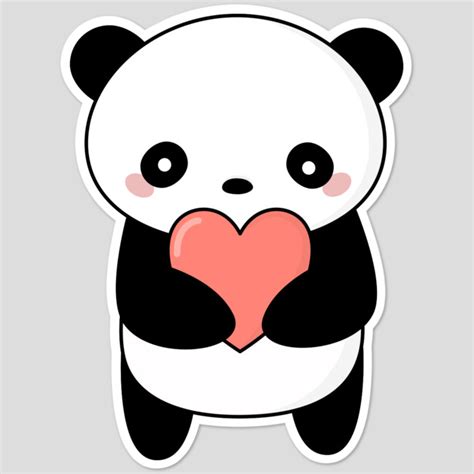 Kawaii Panda Love Heart Sticker By Happinessinatee Design By Humans