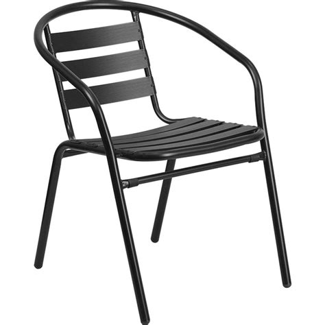 Flash Furniture Black Metal Restaurant Stack Chair With Aluminum Slats
