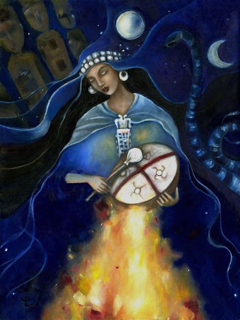 Diosa Kuyén Arte chamán mapuche sobre lienzo Altar de los Etsy España