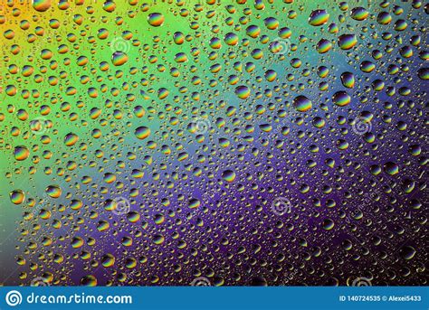 Water Drops On The Glass Rainbow Effect Stock Image