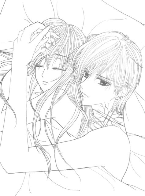 Cute Anime Couple Hugging Coloring Pages