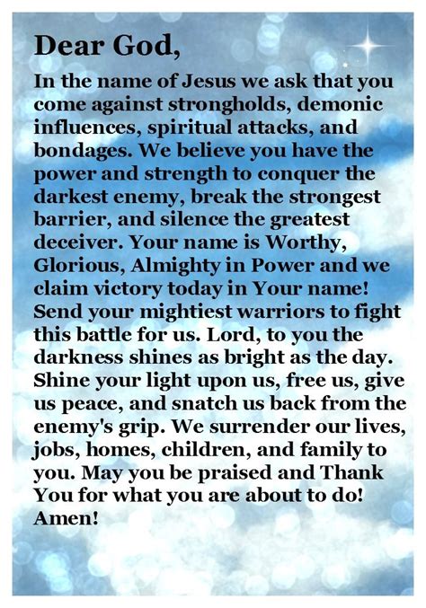 Prayer For Spiritual Warfare In Jesus Name Amen With Images