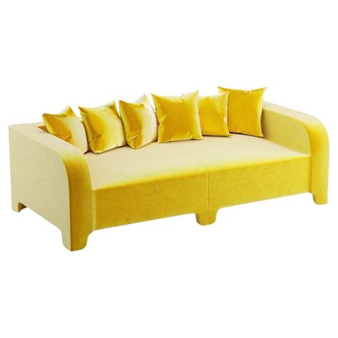 Popus Editions Graziella 3 Seater Sofa In Yellow Verone Velvet Upholstery For Sale At 1stdibs