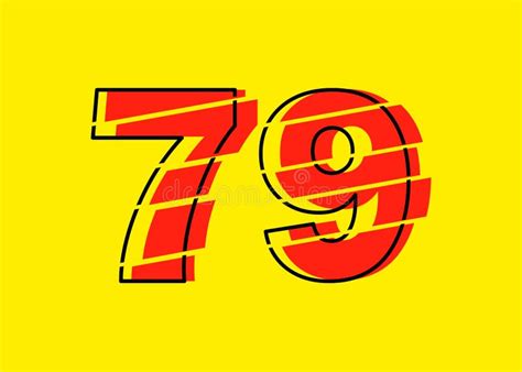 Glitch Modern Red 79 Number Design Vector Illustration Numeral Vector