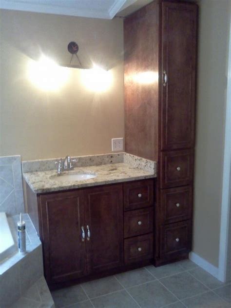 D vanity top with double sinks (sold separately) Amazing Bathroom Vanity And Linen Cabinet Bathroom Vanity ...