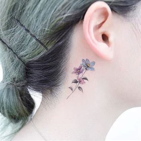 Lovely Ink For Lovely People Floral Behind The Ear Tattoos • Tattoodo