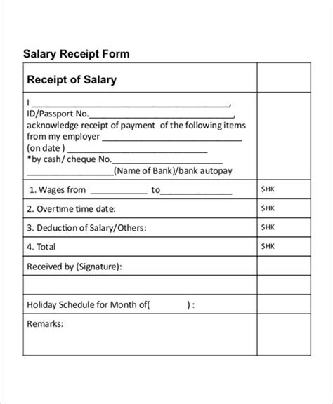 Salary Receipt Template 6 Free Word Pdf Format Download