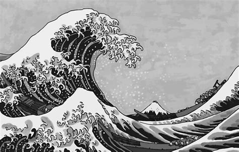18 Great Wave Of Kanagawa Black And White Kanagawa 34x50 Riproduzione